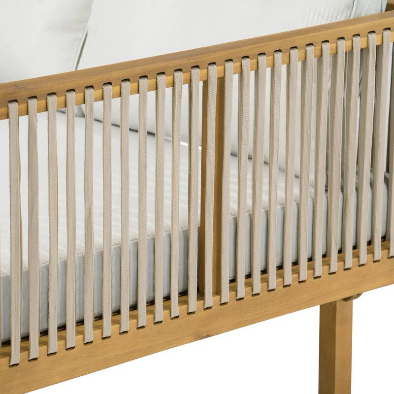 Christopher Knight Home - Acacia Wood Outdoor Patio Sofa with Rope Design