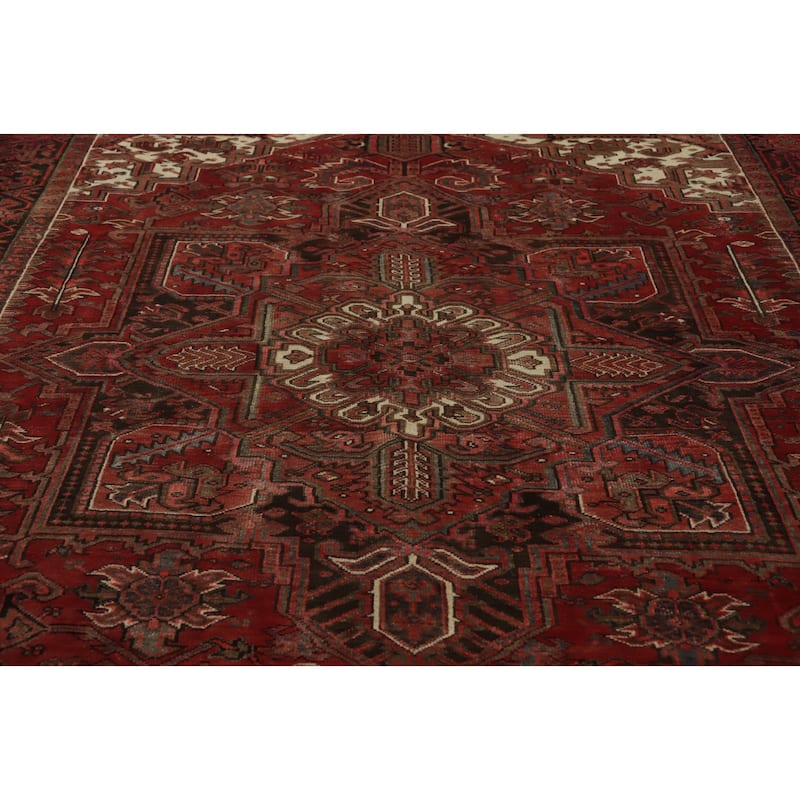 Hand Knotted Oriental 100% Wool Carpet Traditional Medallion Red Heriz Area Rug - 10' 1'' X 8' 2''
