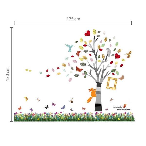 dimension image slide 1 of 3, Walplus Butterfly Grass Skirting Colorful Photo Tree Nursery Wall Sticker
