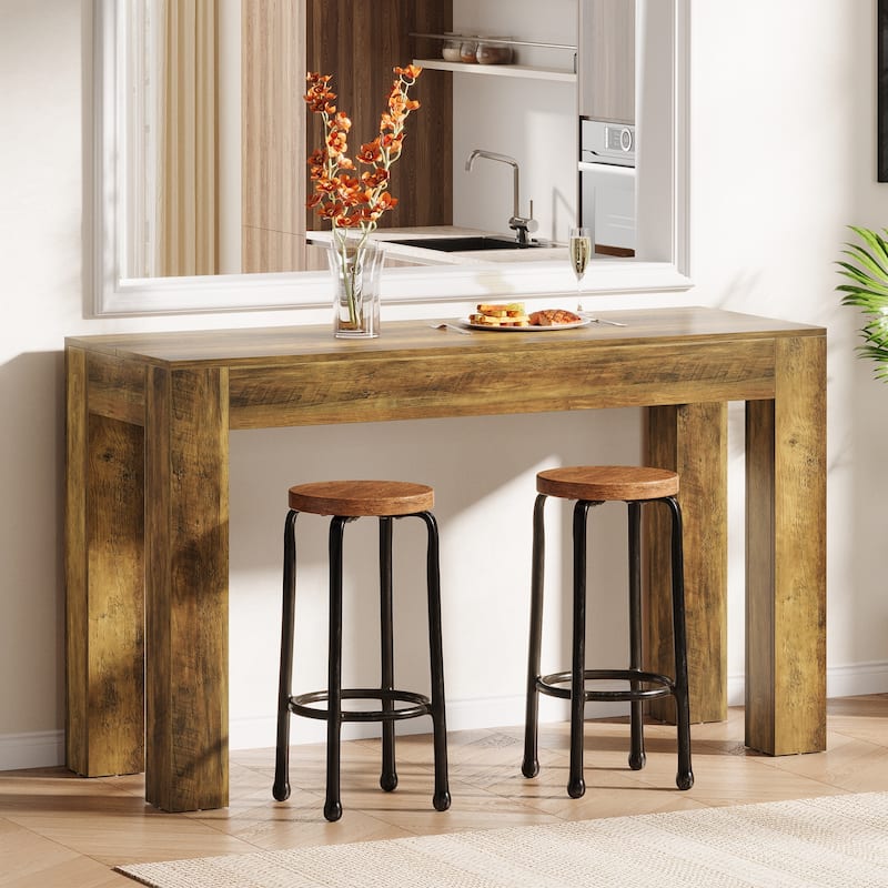 63" Rectangular Dining Table, Wooden Kitchen Table for Family Meals, Apartment & Small Spaces