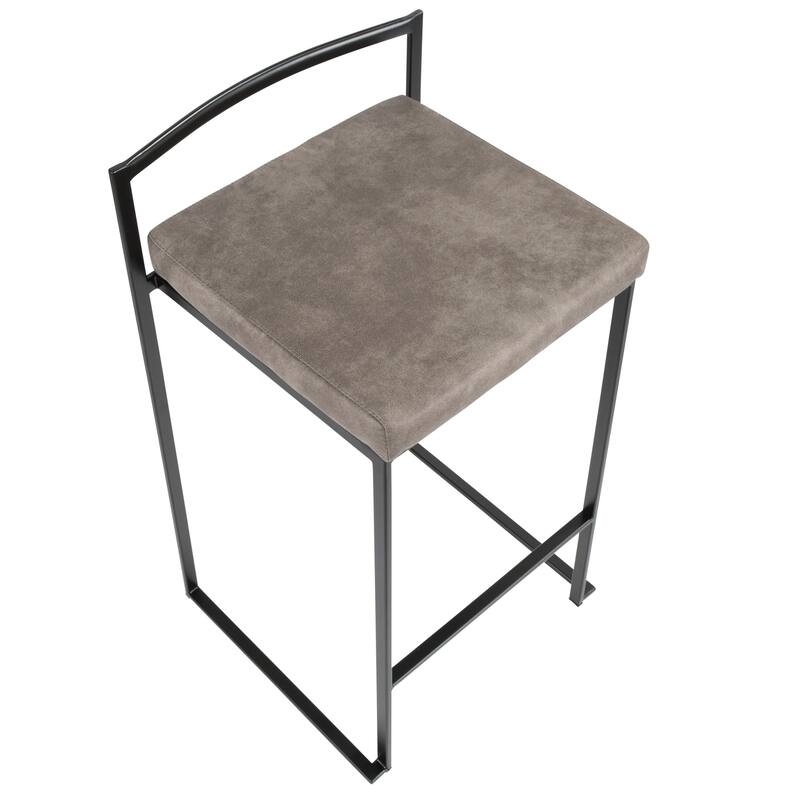 Porch & Den Forrest Black Stackable Fully Welded Counter Stool (Set of 3)