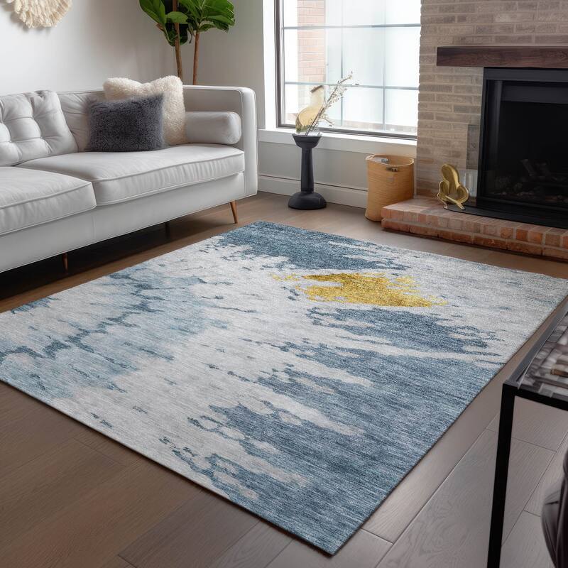 Machine Washable Indoor/ Outdoor Chantille Tie Dye Modern Rug