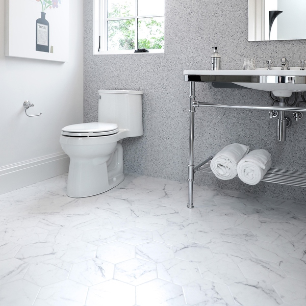Hexagon bathroom sales floor tile