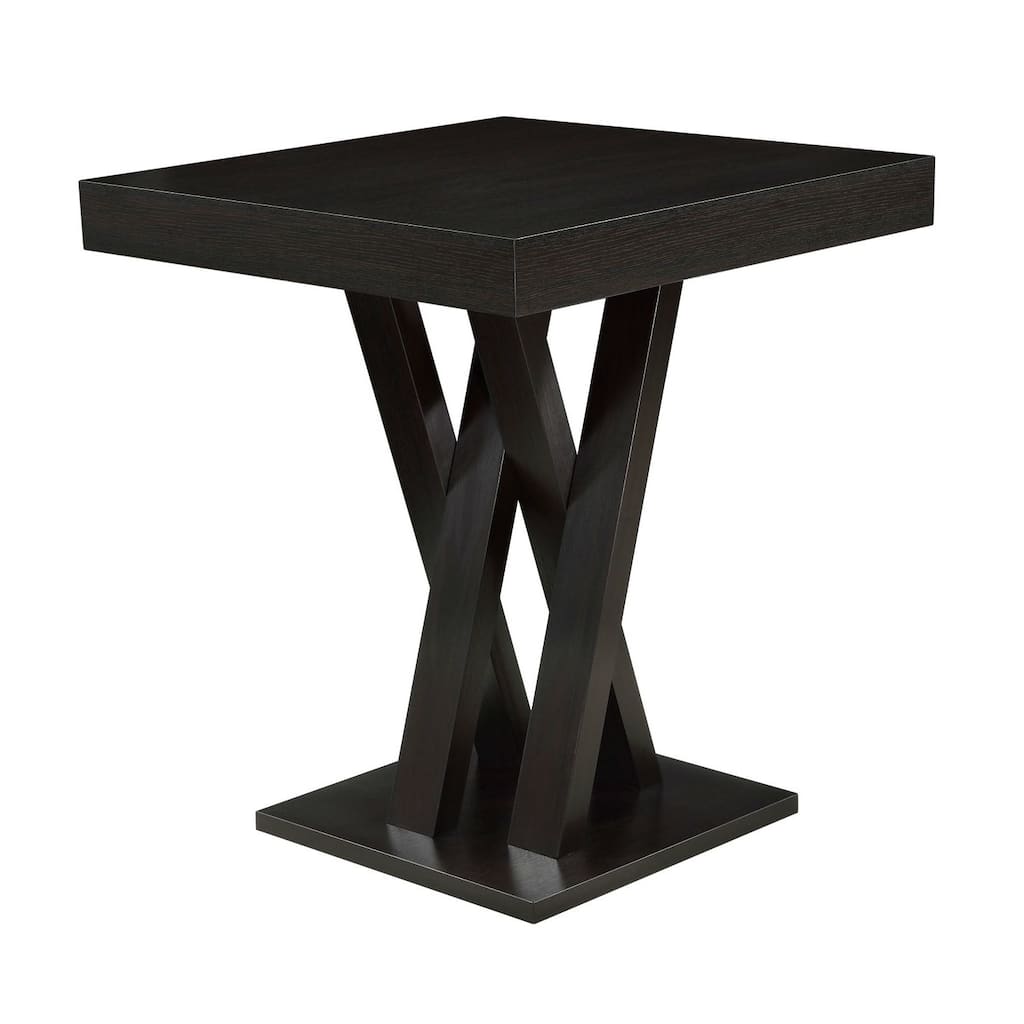 Modern 40-inch High Square Dining Table in Dark Cappuccino Finish - 40" H x 35.5" L x 35.5" W