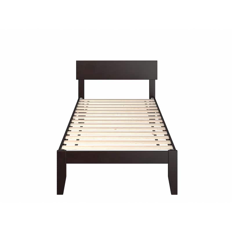 Extra Long Twin Bed Espresso Finish Modern Bedroom Furniture Solid Wood Frame