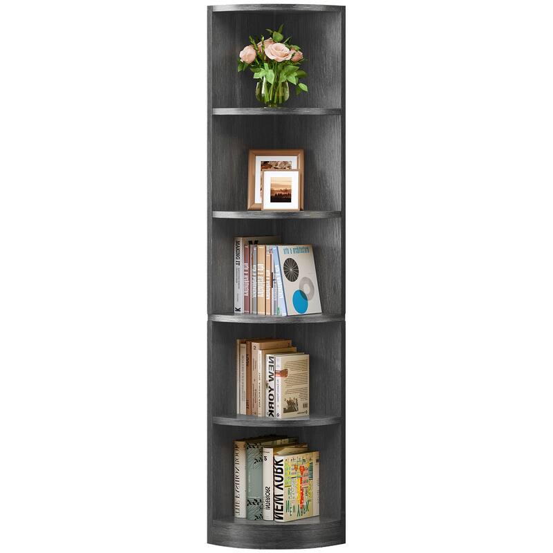 Moasis Modern 5-Tier Corner Shelf, 70" Tall Corner Bookshelf Freestanding Display Bookcase