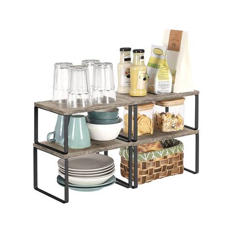 SONGMICS Cabinet Shelf Organizers, Set of 4 Countertop Organizers, Kitchen Counter Shelves,Metal and Particleboard
