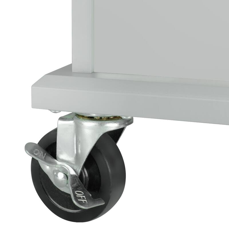 53.9" Width Rolling Kitchen Cart on Wheels with Internal Storage Rack and 3 Tier Pull Out Cabinet Organizer
