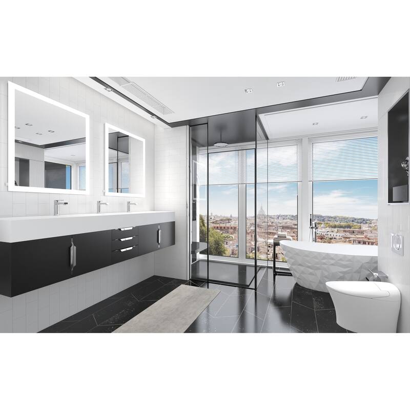 Nile 84" Wall Mounted Bathroom Vanity Set w/ White Top