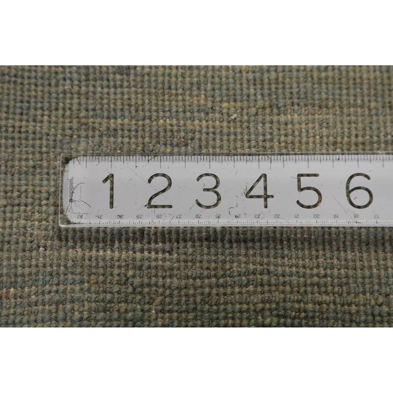Green Gabbeh Modern Runner Rug Handmade Wool Carpet - 2'7" x 9'7"