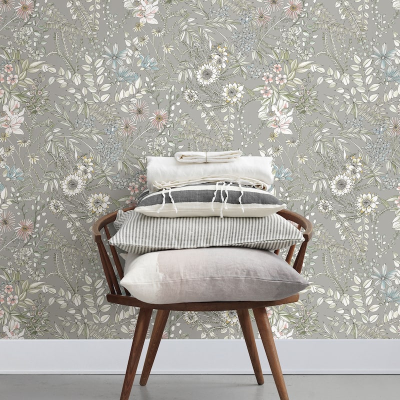 A-Street Prints Full Bloom Beige Floral Wallpaper