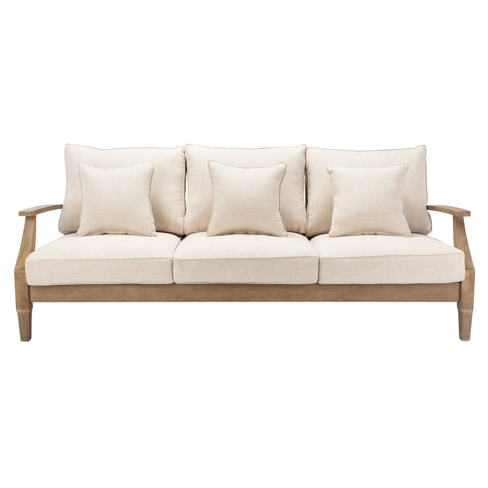 SAFAVIEH Couture Martinique Wood Patio Sofa - 82"W x 35"D x 32"H