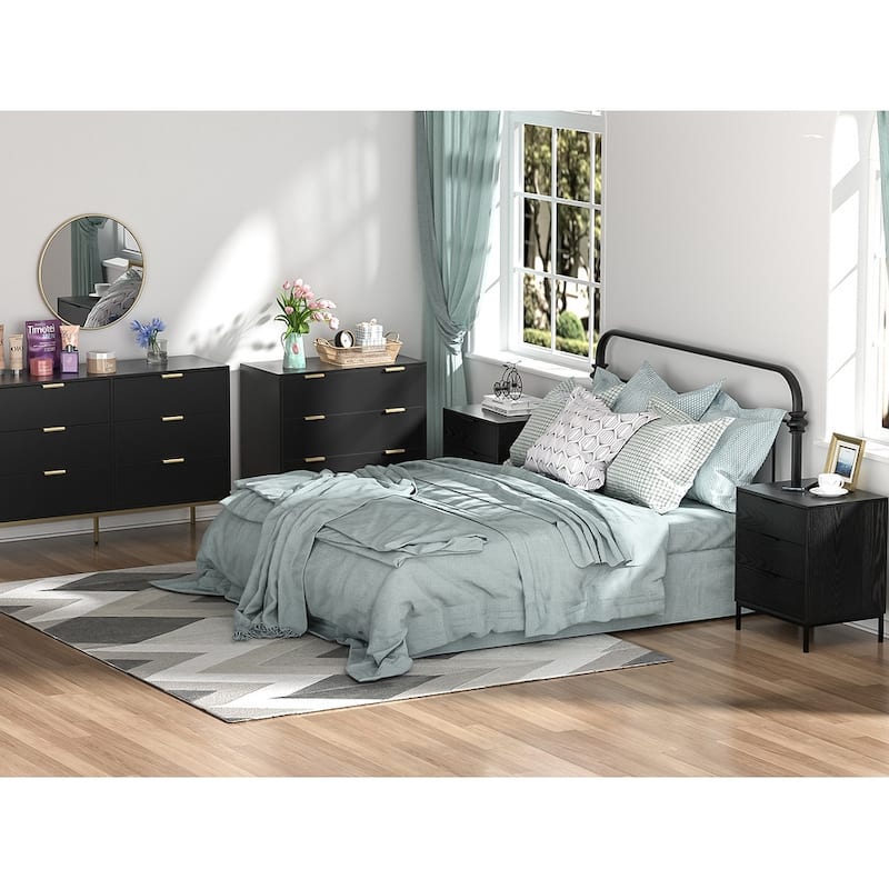 Anmytek Modern 3-Drawer Wood Nightstand Bedside Table End Table for Bedroom