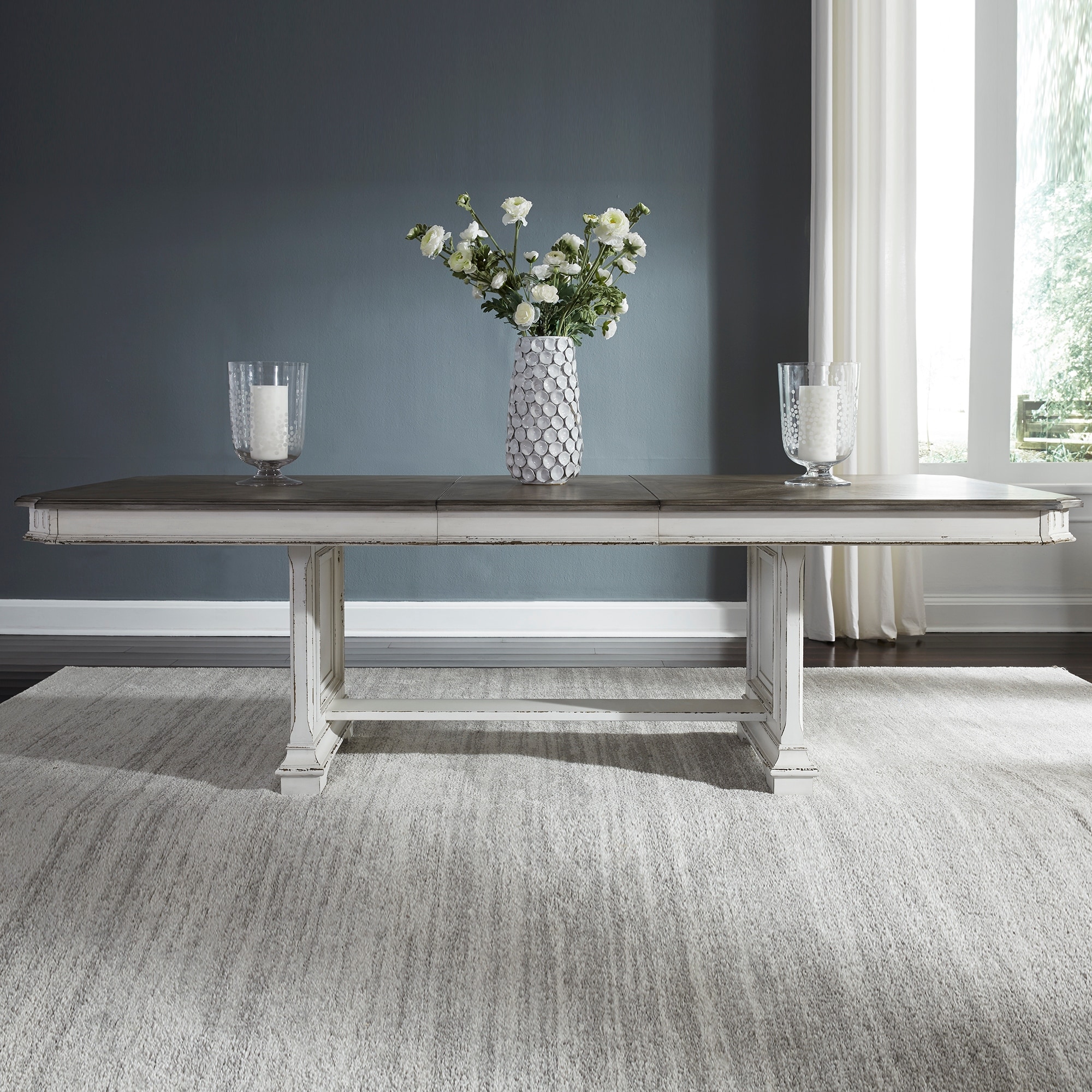 Liberty Furniture Abbey Park Trestle Rectangular Dining Table 20" Leaf