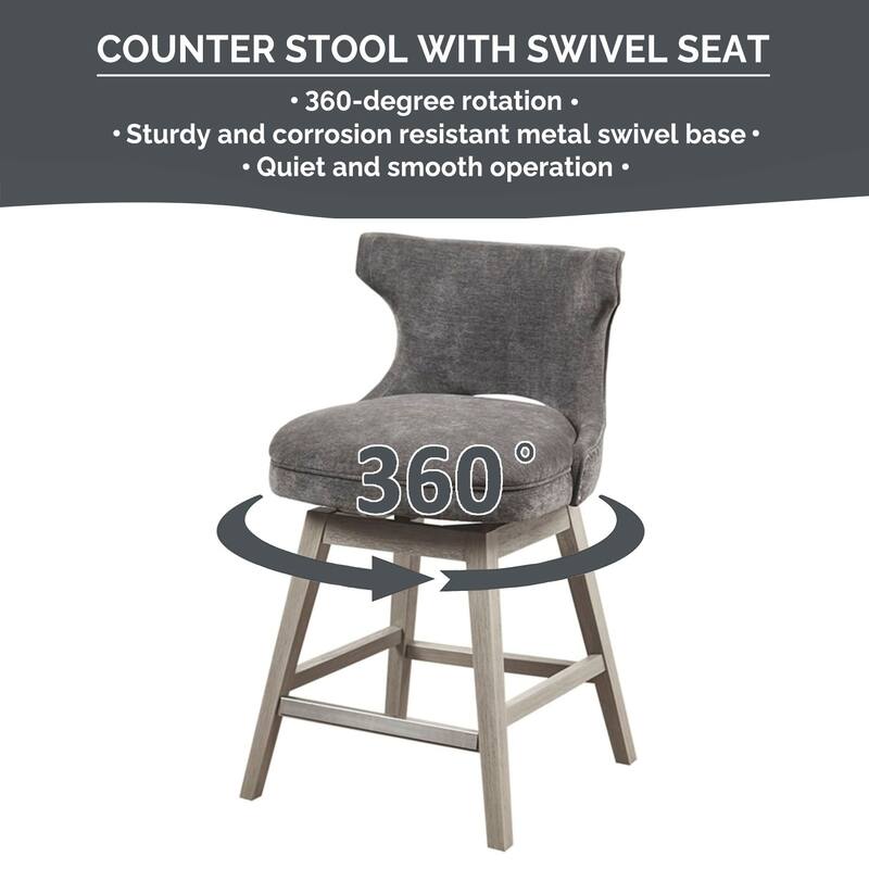 Madison Park Emmett 360-degree swivel counter stool with nailheads