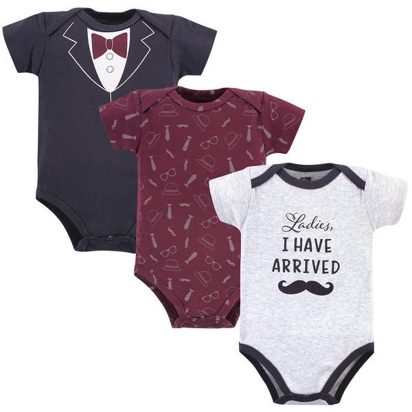 slide 1 of 1, Hudson Baby Infant Boy Cotton Bodysuits 3pk, Burgundy Ladies I Have Arrived 0-3 Months - Ladies I Have Arrived