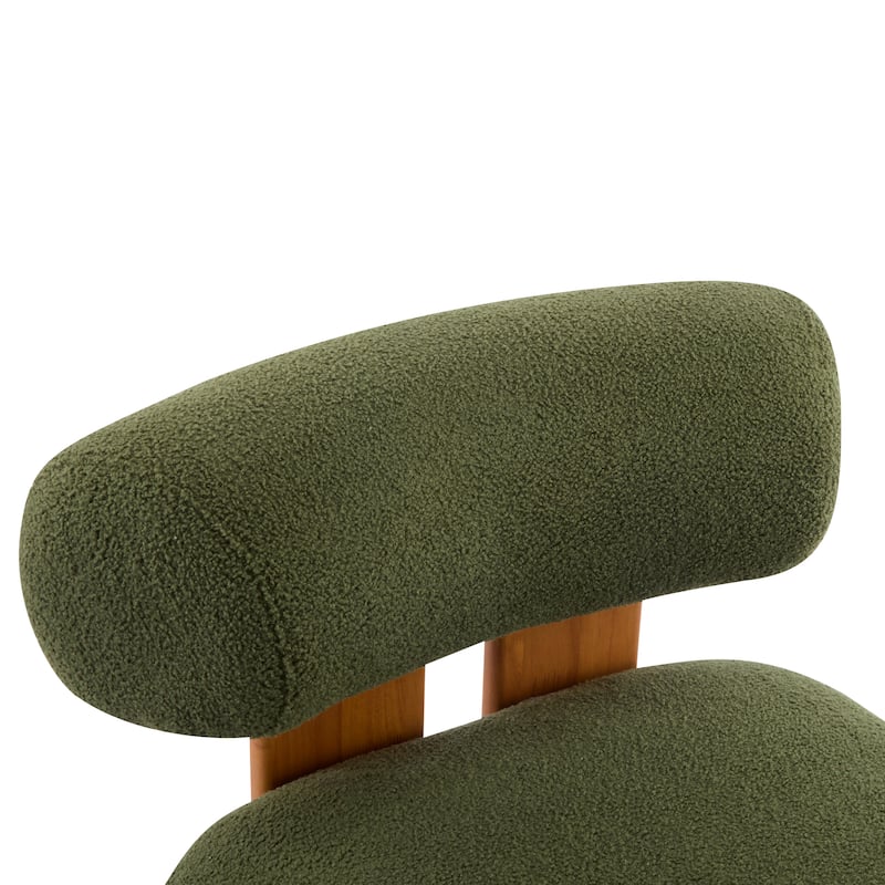 Side Chair Green Natural Office Chair Coffee Chair Armless Chair Vanity Chair Dressing Chair with Wood Legs