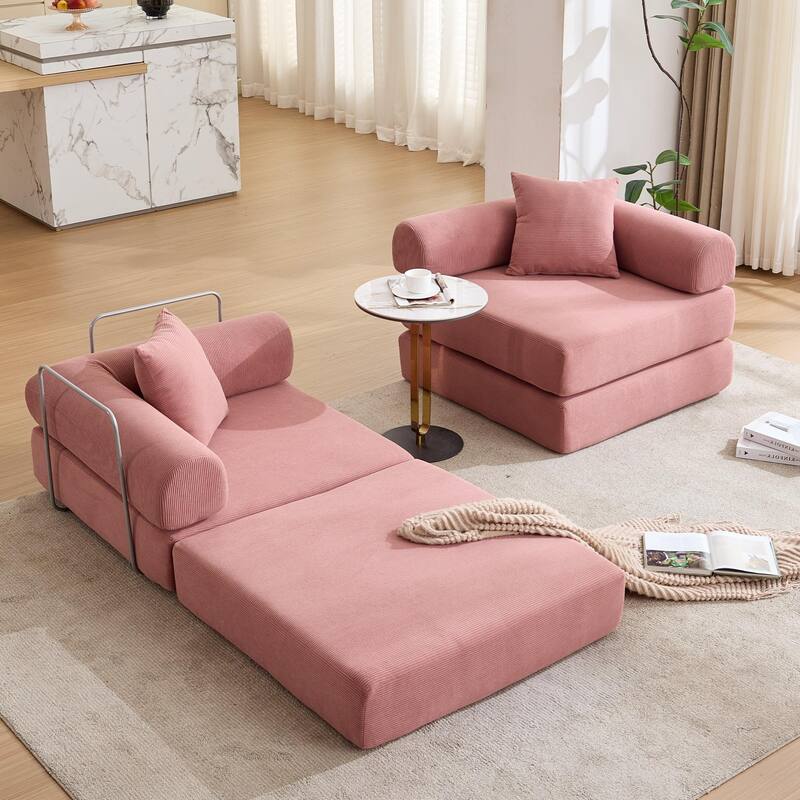 Modular Couch Sofa Bed, Convertible Design with Removable Armrests,Folding Mattress Couch for Small Spaces ,No Assembly