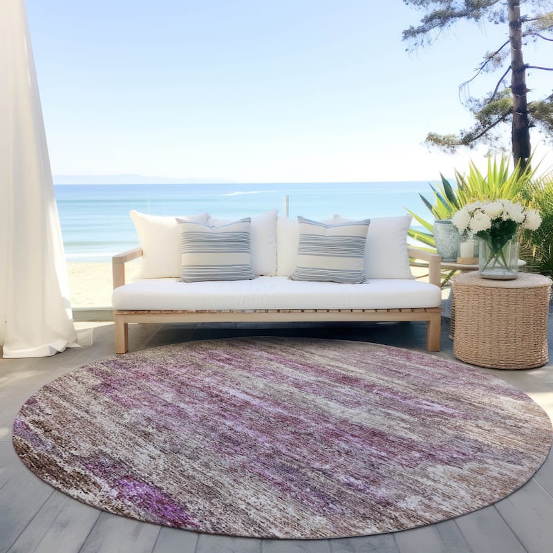 Machine Washable Indoor/ Outdoor Ombre Solid Chantille Rug
