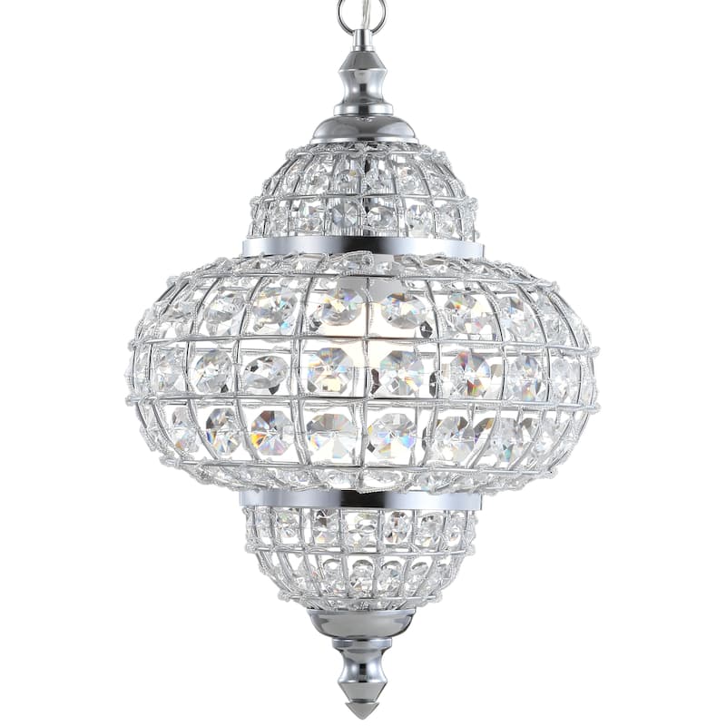 Juliette 12" Crystal/Metal LED Chandelier Pendant, Chrome by JONATHAN Y