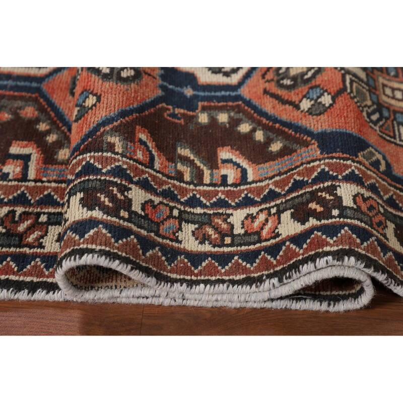 Tribal Orange Hamedan Persian Vintage Runner Rug Handmade Wool Carpet - 3'3" x 9'4"