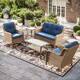 Option Yellow Rattan Blue Cushion
