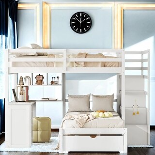 Storage-Savvy Design Full Over Twin Bunk Bed with 3 Additional Drawers