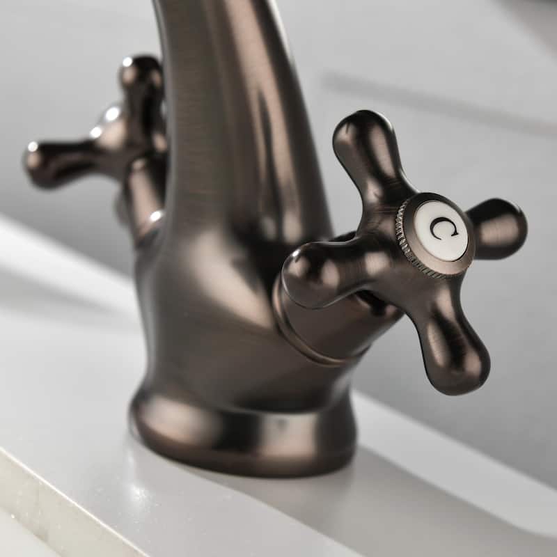 Single Hole Cold And Hot Double Handle Cross Knobs Vanity Vessel Sink