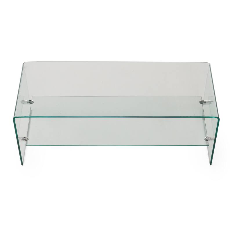 39.37" TV Stand with Open Back Design and Glass Shelf for TVs Up to 39"