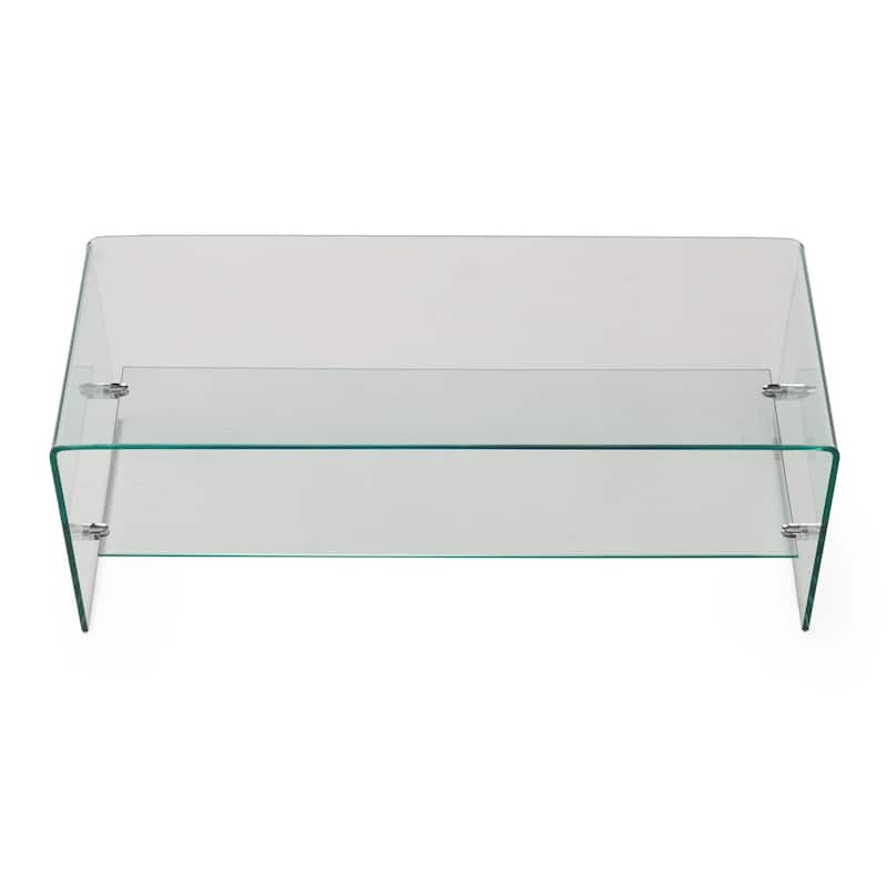 Clear 39.37" TV Stand with Open Back Design and Glass Shelf for TVs Up to 39"
