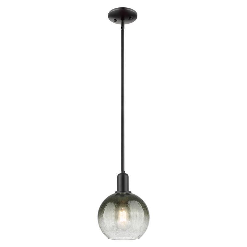 Innovations Lighting Downtown Urban - Brookhaven Globe - 1 Light 8" Stem Hung Mini Pendant - Matte Black/Slate Shade