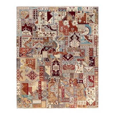 Patchwork One-of-a-Kind Hand-Knotted Area Rug - Brown, 8' 2" x 10' 2" - 8' 2" x 10' 2"