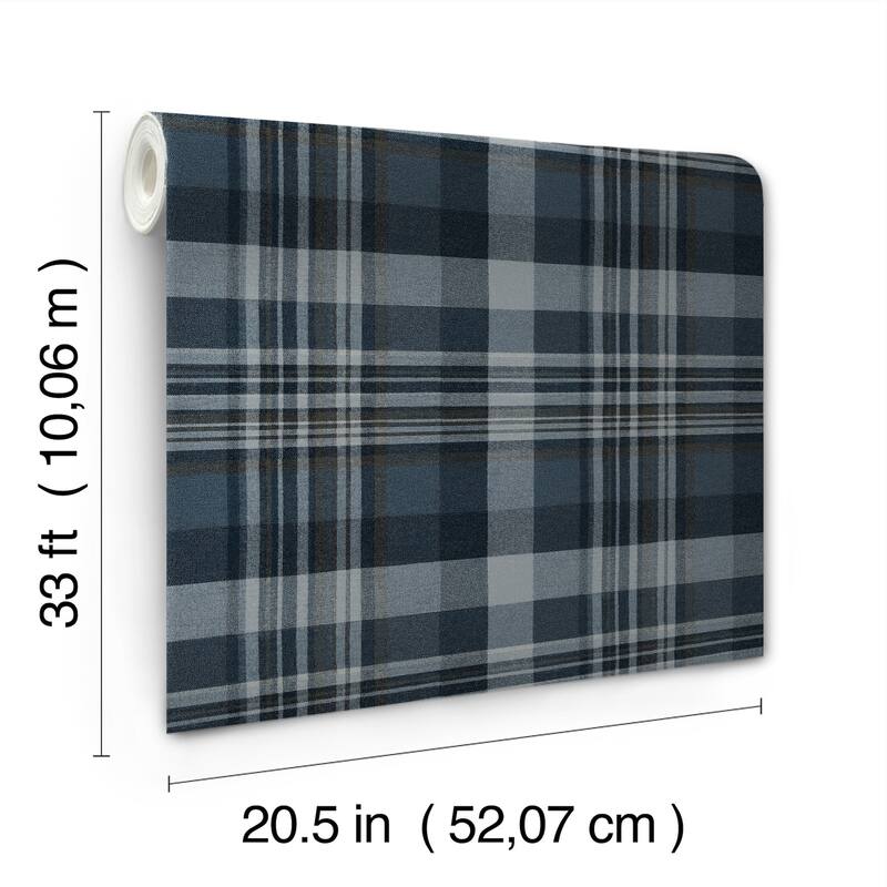 Dutton Plaid Indigo Wallpaper