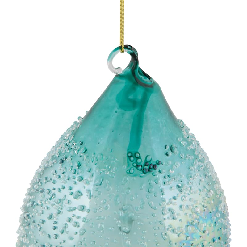 Textured Glass Finial Christmas Ornament - 7" - Transparent Blue