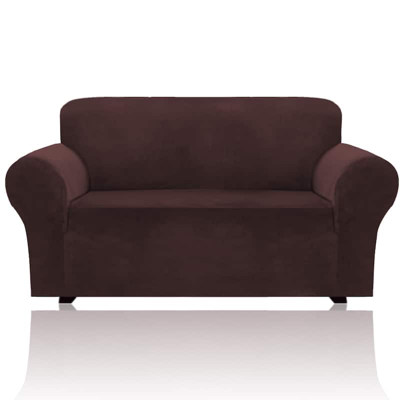 1-Piece Stretch Velvet Plush Sofa Slipcover
