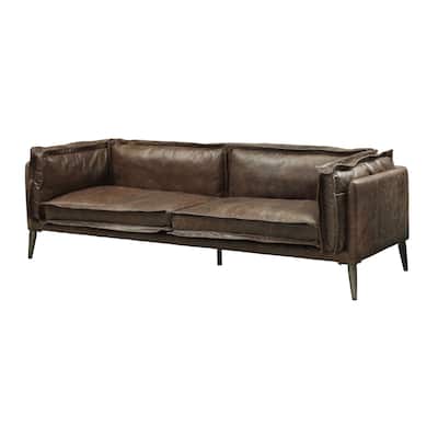 Andre Distress Chocolate Loveseat with Metal Tapered Leg