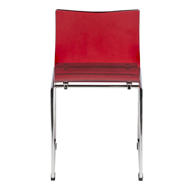 Lima Modern Transparent Acrylic in Chrome Steel Frame Dining Chair