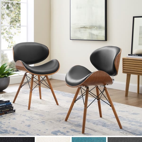slide 2 of 64, Corvus Madonna Mid-century Walnut and Black Accent Chair