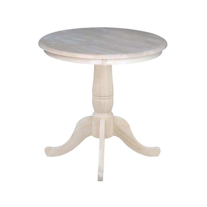 Round Pedestal Dining Table - Solid Wood Table for Kitchen, Dining Room, Breakfast Nook - 30