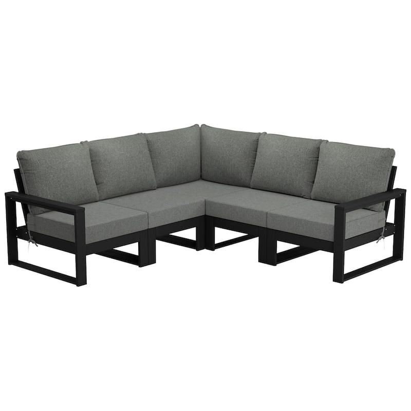 Endless Patio 5-Piece Deep Seating Set with Black Frame - Black/Gray