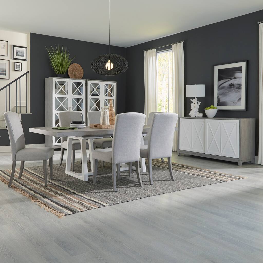Palmetto Heights Two-Tone 7 Piece Double Pedestal Table Set