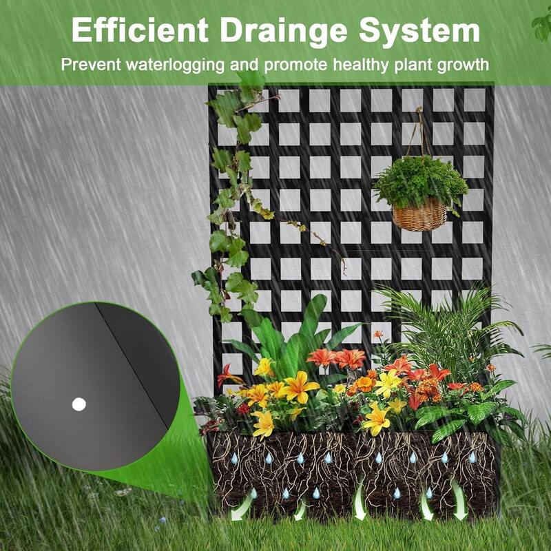 Galvanized Raised Garden Bed with Trellis, Privacy Screen Planter Box for Patio Balcony