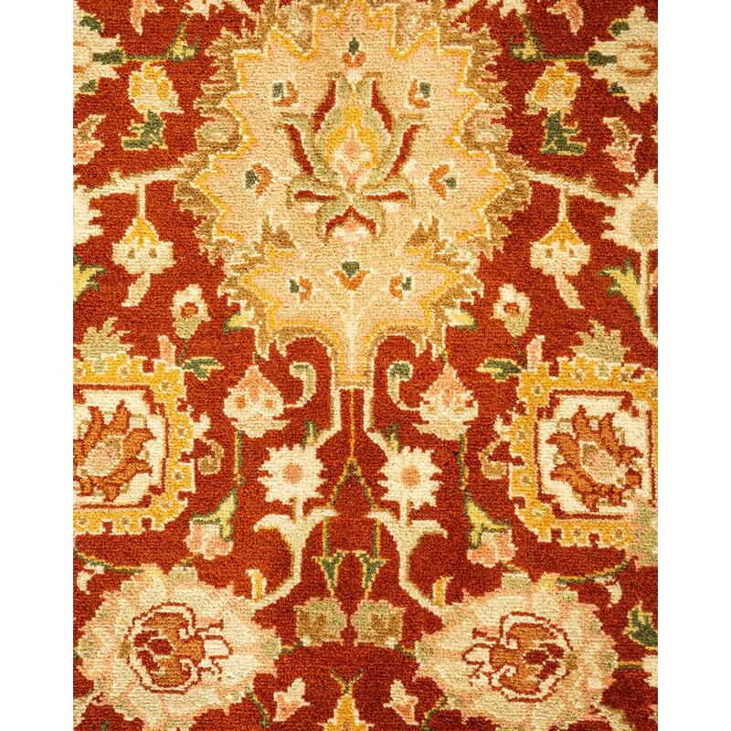 Overton Handknotted Wool Traditional Oriental Orange Area Rug - 8' x 10'