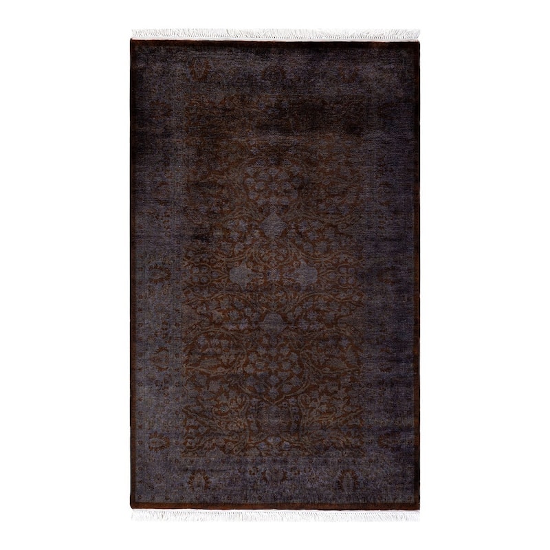 Overton Hand Knotted Wool Vintage Inspired Modern Contemporary Overdyed Black Area Rug - 3' 3" x 5' 4"