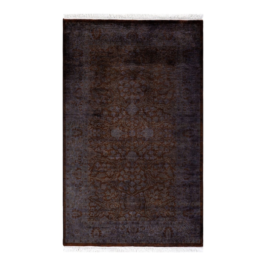 Overton Hand Knotted Wool Vintage Inspired Modern Contemporary Overdyed Black Area Rug - 3' 3" x 5' 4"