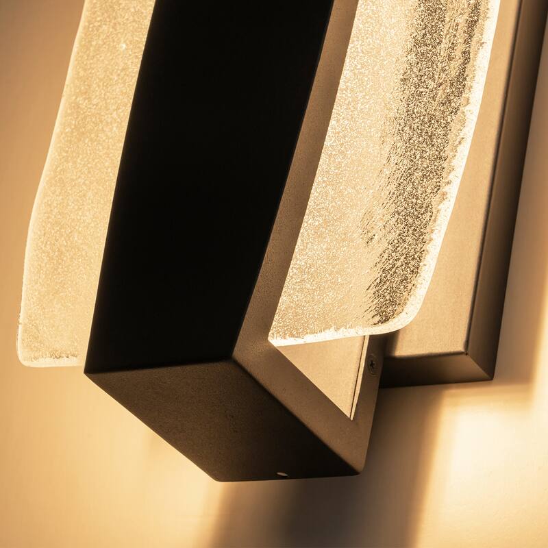Modern 1-Light Integrated LED 3000K Warm Light Outdoor Wall Sconce with Seeded Glass