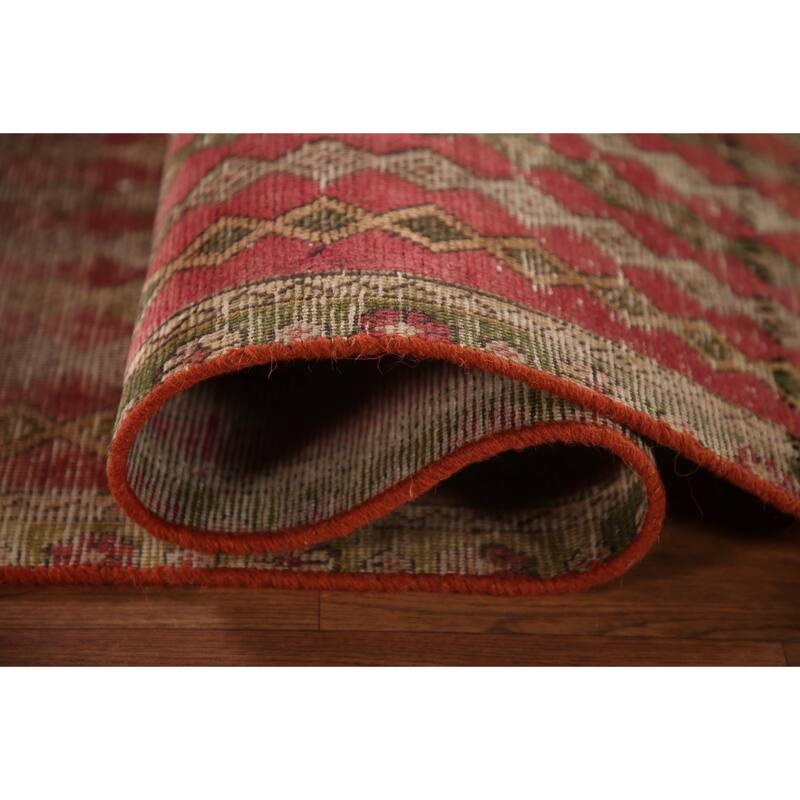 Vegetable Dye Tabriz Persian Antique Runner Rug Handmade Wool Carpet - 2'7"x 10'1"