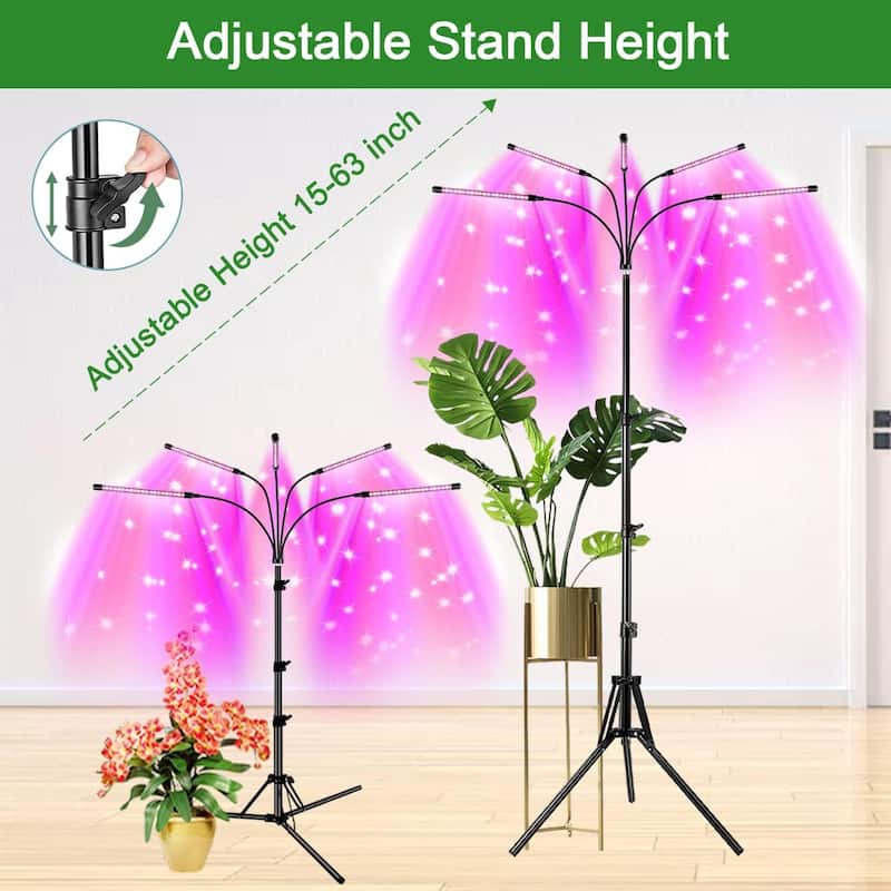 5 Heads Grow Lights for Indoor Plants, 100 LEDs Full Spectrum Led Plant ...