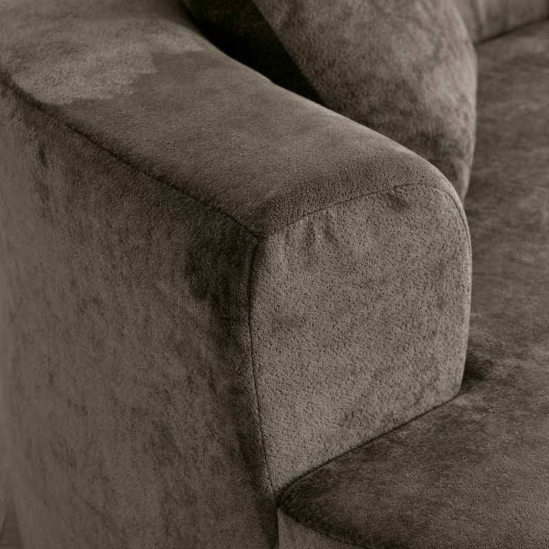 Modern Sleeper Gray Chenille Sofa with Deep Seat, No Assembly Required