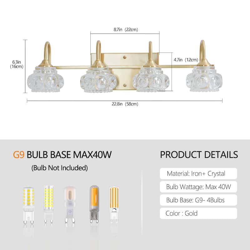 Bathroom Vanity Light 3/4/5-Light Patterned Glass Wall Sconce